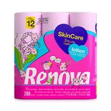 Renova Toiletpapier voor de huid, 12 lotionrollen, 3-laags roze papier, XXL-rollen, FSC®-gecertificeerd