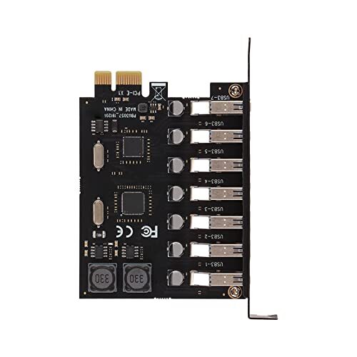 WNUV Uitbreidingskaart, 4A Voeding Stabiele prestaties 7 USB3.0-poorten PCB-materiaal PCIE naar USB 3.0 Uitbreidingskaart voor Windows