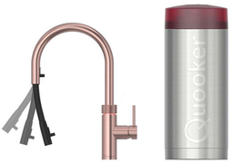 Quooker flex kokendwaterkraan - draaibare & uittrekbare uitloop - Combi reservoir - Warm / kokend water - rosé koper 22XRCO