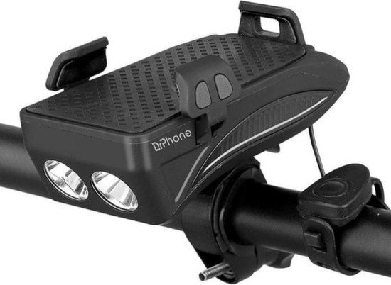 DrPhone BHL1 - 4-in-1 Smartphone Fietshouder - Powerbank - Hoorn - Fiets Licht - 4000 mAh