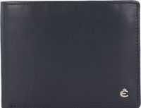 Esquire Leren Portemonnee Harry RFID Wallet Quer with Flap Blue Donkerblauw