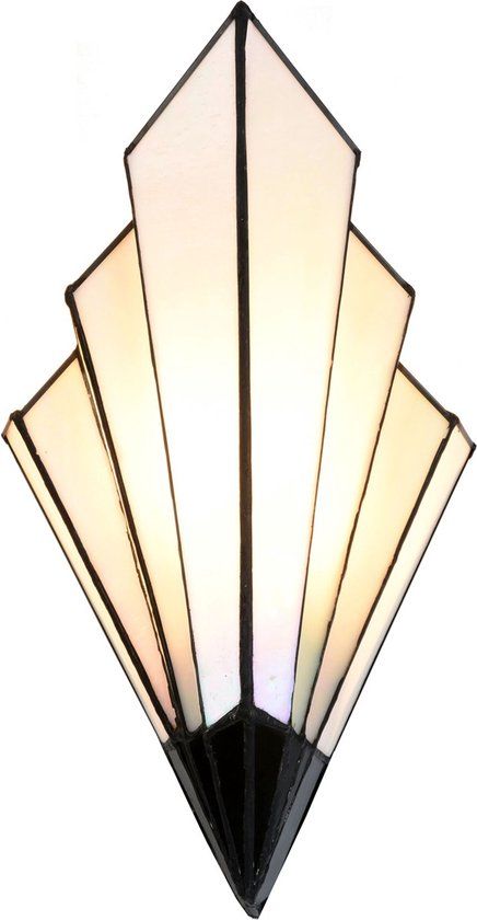 Art Deco Trade Tiffany Wandlamp French Art Deco - Wit - Glas - E14