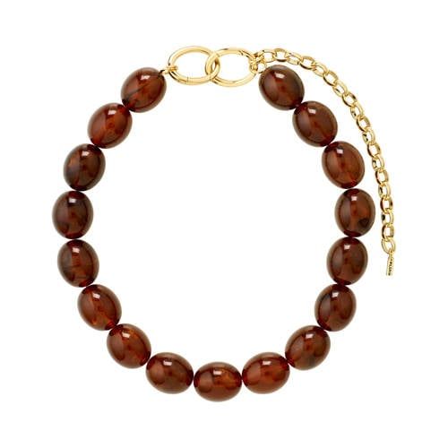 PILGRIM gold plated ketting Still bruin
