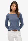 Superdry Bardot Off-shoulder Top Dames Lange Mouwen Shirts Katoen Blauw