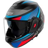 Nolan N120-1 Duetto 370, casque modulaire, Noir Mat/Gris/Bleu/Rouge, M