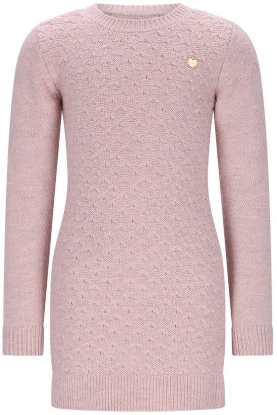 Le Chic winter jurk meisjes - roze - Saknita - gebreid