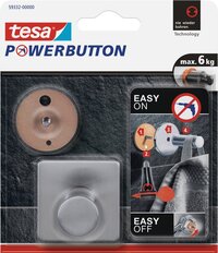 Tesa Powerbutton Chrome Square Hook Large - Silver - 1 Piece
