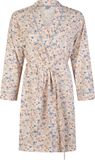 By Louise Dames Kimono Ochtendjas Katoen Soft Orange/Blauw Gebloemd - Maat XL
