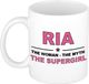 Bellatio Decorations Naam cadeau Ria - The woman, The myth the supergirl koffie mok / beker 300 ml - Oudroze Keramiek