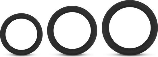 Siliconen Set Cockringen - Zwart - 3 Maten - Waterbestendig