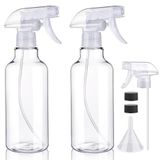 Plastic Spuitflessen Lege Spuitfles 16.5 oz/500 ml 2 Pack Heavy Duty Spuitflessen Mist/Stream Waterfles voor Reinigingsoplossingen, Etherische oliën, Haar, Koken (Helder)