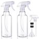 Plastic Spuitflessen Lege Spuitfles 16.5 oz/500 ml 2 Pack Heavy Duty Spuitflessen Mist/Stream Waterfles voor Reinigingsoplossingen, Etherische oliën, Haar, Koken (Helder)