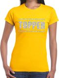 Bellatio Decorations Shoppartners Bv Geel Topper shirt in zilveren glitter letters dames - Toppers dresscode kleding XS