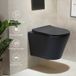 Icecat Wc suspendu sans rebord, Wc en céramique noir mat, Wc suspendu, Wc à chasse d'eau rotative avec abattant de wc softclose
