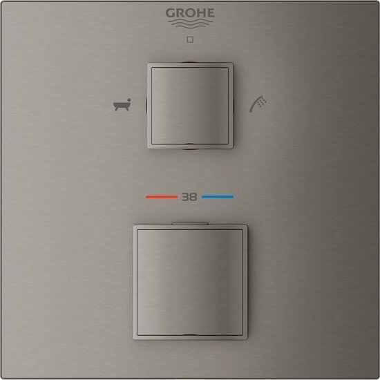 GROHE Grohtherm Cube Afbouwdeel met Omstelling 15,8x4,3x15,8 cm Hard Graphite Geborsteld