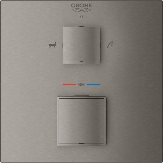 GROHE Grohtherm Cube Thermostatische Badkraan - Opbouw - Hard Graphite