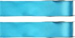 Merkloos Santex Hobby/decoratie sierlint - 2x - satijn - turquoise - 1,5 cm/15 mm x 25 meter - cadeaulint