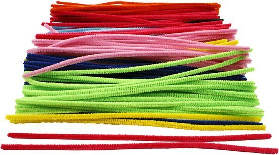Creotime Chenille Draad, 200 Stuks, Diverse Kleuren