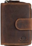GREENBURRY Vintage Zip Wallet portemonnee bruin leer dames 7 pasjes 5 vakken RFID 12x9x3cm
