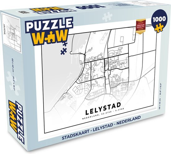 MuchoWow Puzzel Stadskaart - Lelystad - Nederland - Legpuzzel - Puzzel 1000 stukjes volwassenen - Plattegrond