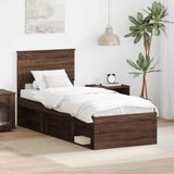 vidaXL Bedframe Bruin Eiken Massief Grenenhout 75 x 190 cm