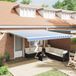 vidaXL Parasol extensible, bleu et blanc, 450 x 300 cm