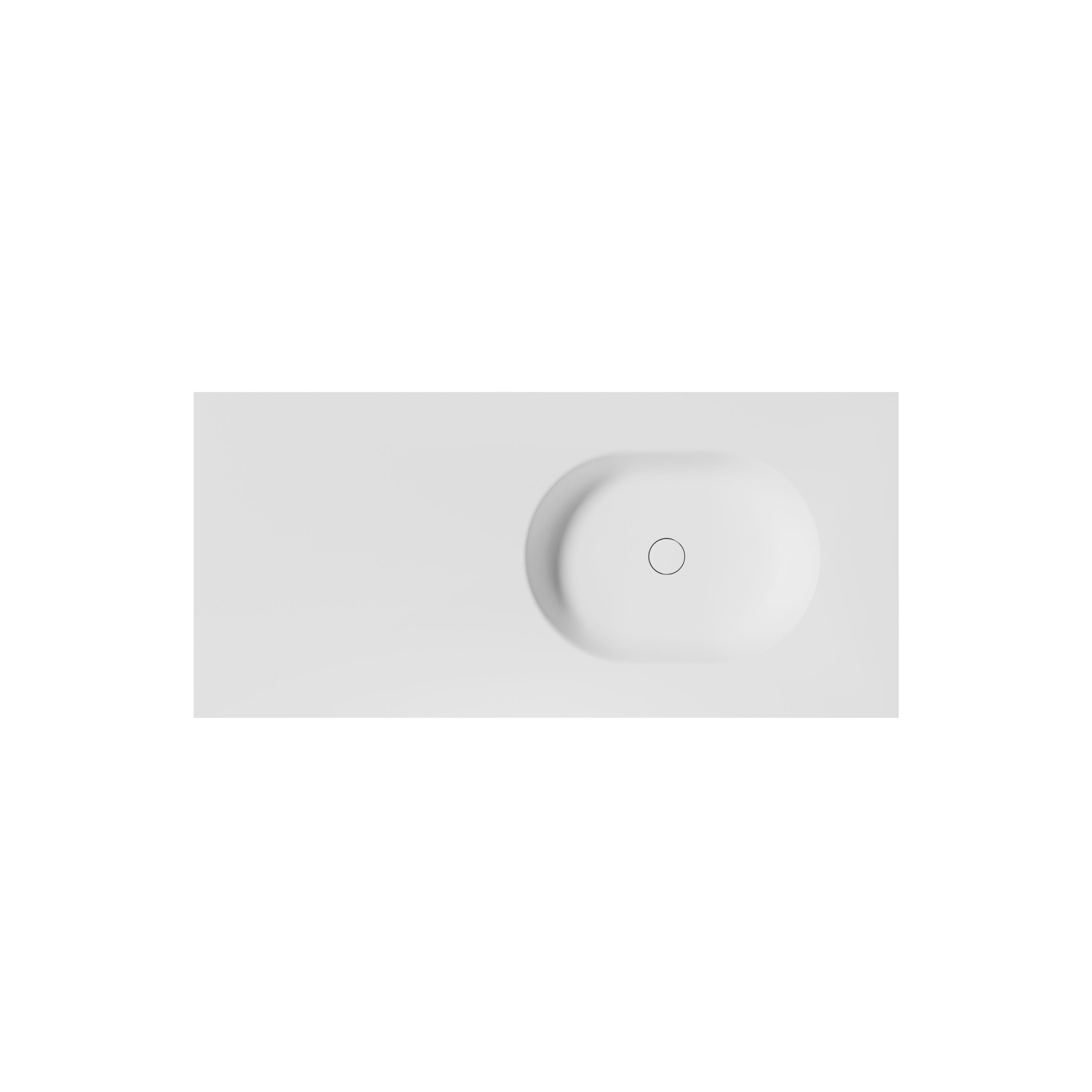 Balmani Tablo Oval asymmetrisch rechtse wastafel mat witte Solid Surface 120 x 55,5 cm