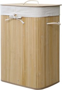 Homestyle Pro Bamboe wasmand – Opbergmand – Wassorteerder met deksel en verwijderbare waszak – Met handgrepen – 72 L – 40x30x60 cm – Naturel