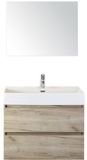 BES LED Maxx XL Badmeubelset 80 cm - Craft Oak - Wastafel Kube 1 Kraangat met Spiegel
