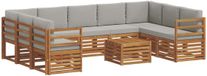 vidaXL Ensemble de salon d'extérieur, 10 pièces, naturel et gris clair