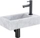 Saniclass Fuente fonteinset – rechthoekig – 40x22x10 cm – natuursteen wit – mat zwarte kraan