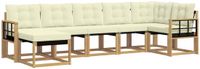 vidaXL - Hoek loungeset - 7 zitplekken - Wit en crème - Acacia hout