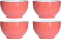 Excellent Houseware Bols à soupe/bols de service - 4x - Venice - céramique - D14 x H8 cm - rouge pierre