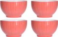 Excellent Houseware Bols à soupe/bols de service - 4x - Venice - céramique - D14 x H8 cm - rouge pierre
