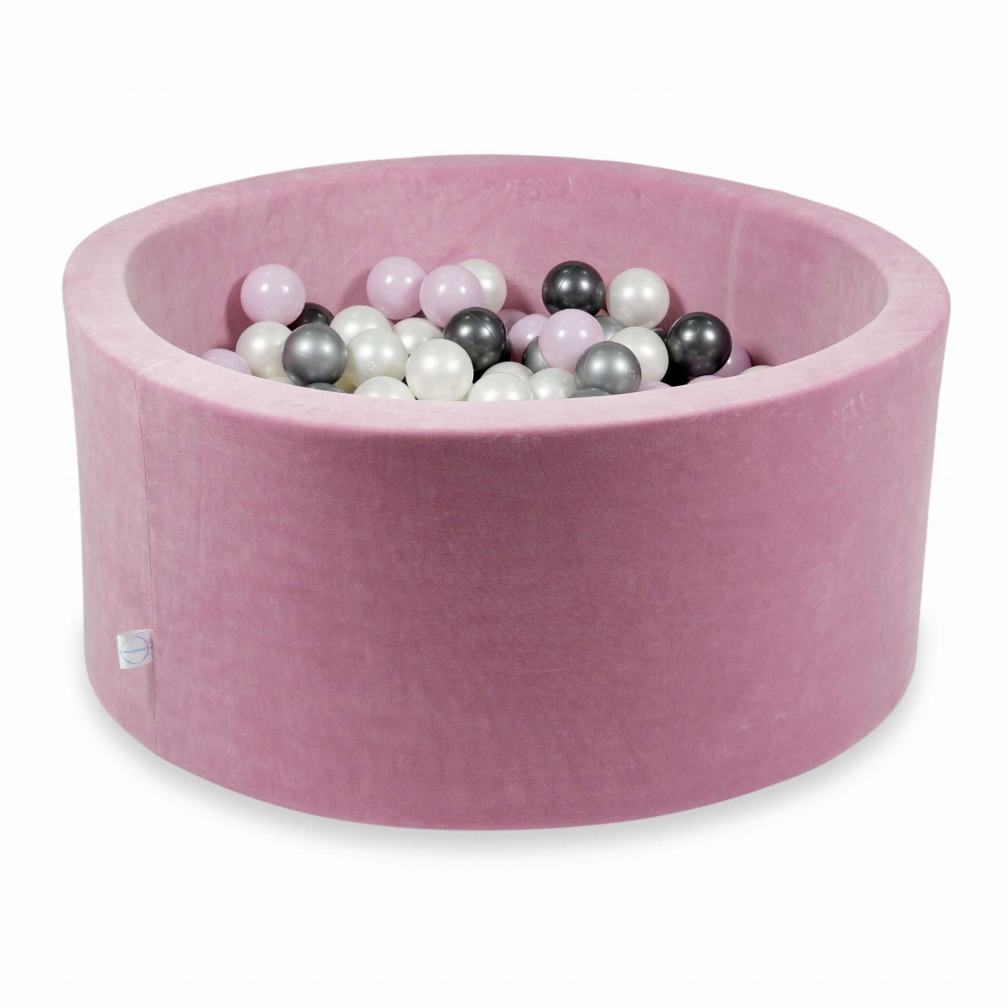 Viking Choice Ballenbak - velvet roze - 90x40 cm - 300 ballen - baby roze, zilver, antraciet, parelmoer