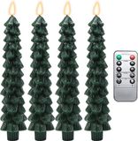 Merkloos / Sans marque Wan GmbH Kerstboom Kaarsen - Decoratieve Verlichting - Feestelijke Sfeer - Vlamloos Ontwerp - 4 Stuks - Groen
