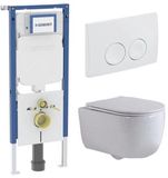 Geberit QeramiQ Dely Swirl Toiletset - 36.5x53cm - Geberit UP720 Duofix Sigma inbouwreservoir - slim zitting - bedieningsplaat Delta wit - ronde knoppen - mat wit