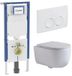 Geberit QeramiQ Dely Swirl Toiletset - 36.5x53cm - Geberit UP720 Duofix Sigma inbouwreservoir - slim zitting - bedieningsplaat Delta wit - ronde knoppen - mat wit