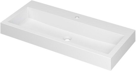 Wastafel INK Momento Wastafel Polystone met 1 Kraangat - 1000x450x90 mm - Mat Wit
