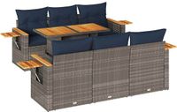 vidaXL - 7-delige Loungeset met kussens, polyrattan, grijs