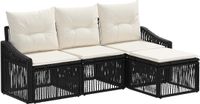 vidaXL Tuinbank - Set - 4 zitplekken - Zwart - Polyrattan