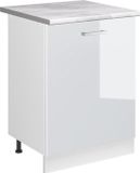 Vicco Keukenonderkast R-Line, Wit Hoogglans/Wit, 60 cm met 1 deur marmer werkblad