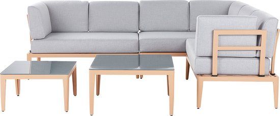 Beliani RIMA III - Loungeset voor 6 Personen - Grijs - Aluminium - Hoek Model