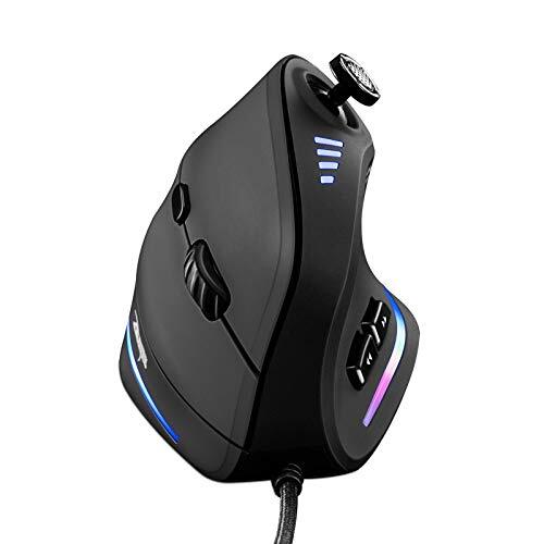 TRELC Gamingmuis met 5D Rocker, ergonomische muis met 10000 DPI/11 programmeerbare knoppen, RGB verticale gamingmuizen bedraad voor pc/laptop/e-sport/gamer (zwart)