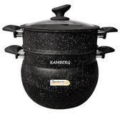 Kamberg - Couscoussier/stomer/kookpan 3-in-1 - Ø 26 cm - 11 liter - Aluminium - Glazen Convercle - Voor alle warmtebronnen inclusief inductie