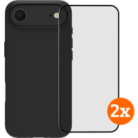 BlueBuilt Protective Back Cover MagSafe iPhone Air Zwart + Screenprotector Glas Duo Pack
