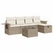 vidaXL 6-delige Loungeset met Kussens, Poly Rattan, Beige