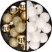 Merkloos / Sans marque Billiet - Vanlaere Kerstballen 36x stuks - 3 en 4 cm - goud en wit - kunststof