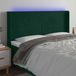 vidaXL Hoofdbord LED 163x16x118/128 cm fluweel donkergroen