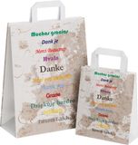Packadi 50 x Draagtassen "Thank you" / "Dank je" van Gekleurd Kraftpapier met Platte Oren 26x12x35cm